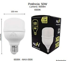Lâmpada Alta Potência Led 50w Branca Inmetro Minimo 100pç