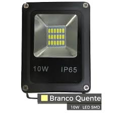 Refletor Led Smd 10w Bco Quente Prova Dágua Bivolt