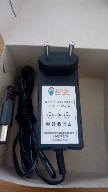 Fonte 12v 3a Bi-volt Plug P4  iDEAL Fita De Led