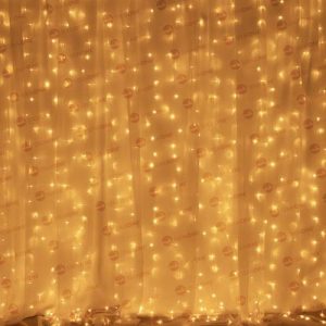 Cortina Led 300 Leds Branca Quente 3m X 2m 8Funcoes 24PÇ