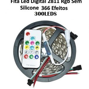 Fita Digital 2811 Rgb Sem Silicone 366 Efeitos 300 Leds
